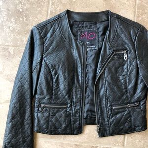 Faux Leather Cropped Jacket